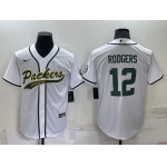 Men's Green Bay Packers #12 Aaron Rodgers White Stitched MLB Cool Base Nike Baseball Jersey