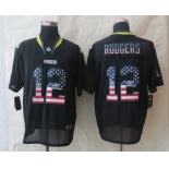 Nike Green Bay Packers #12 Aaron Rodgers 2014 USA Flag Fashion Black Elite Jersey
