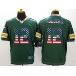 Nike Green Bay Packers #12 Aaron Rodgers 2014 USA Flag Fashion Green Elite Jersey