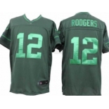 Nike Green Bay Packers #12 Aaron Rodgers Drenched Limited Green Jersey