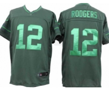 Nike Green Bay Packers #12 Aaron Rodgers Drenched Limited Green Jersey