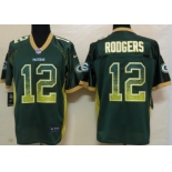 Nike Green Bay Packers #12 Aaron Rodgers Drift Fashion Green Elite Jersey
