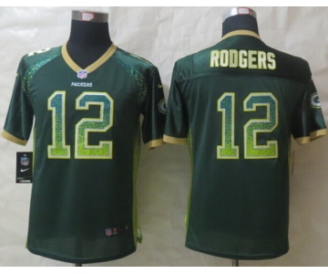 Nike Green Bay Packers #12 Aaron Rodgers Drift Fashion Green Kids Jersey