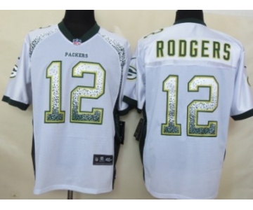 Nike Green Bay Packers #12 Aaron Rodgers Drift Fashion White Elite Jersey