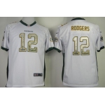 Nike Green Bay Packers #12 Aaron Rodgers Drift Fashion White Kids Jersey