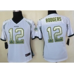 Nike Green Bay Packers #12 Aaron Rodgers Drift Fashion White Womens Jersey