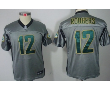 Nike Green Bay Packers #12 Aaron Rodgers Gray Shadow Kids Jersey