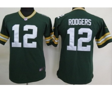 Nike Green Bay Packers #12 Aaron Rodgers Green Game Kids Jersey