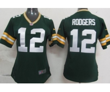Nike Green Bay Packers #12 Aaron Rodgers Green Game Womens Jersey