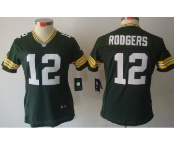Nike Green Bay Packers #12 Aaron Rodgers Green Limited Womens Jersey