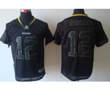 Nike Green Bay Packers #12 Aaron Rodgers Lights Out Black Elite Jersey