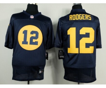Nike Green Bay Packers #12 Aaron Rodgers Navy Blue Elite Jersey
