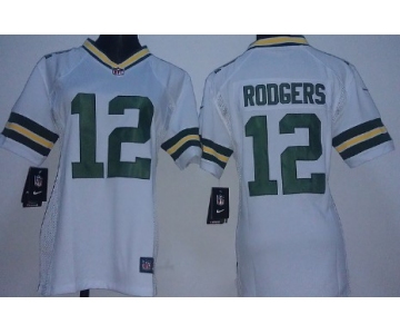 Nike Green Bay Packers #12 Aaron Rodgers White Game Womens Jersey