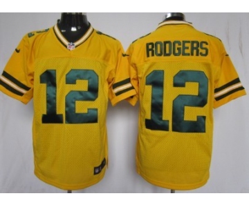 Nike Green Bay Packers #12 Aaron Rodgers Yellow Elite Jersey