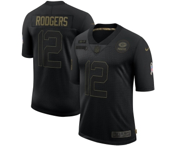 Nike Packers 12 Aaron Rodgers Black 2020 Salute To Service Limited Jersey