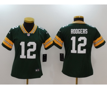 Women's Green Bay Packers #12 Aaron Rodgers Green 2017 Vapor Untouchable Stitched NFL Nike Limited Jersey