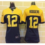 Women's Green Bay Packers #12 Aaron Rodgers Navy Blue With Gold NFL Nike Game Jersey