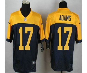 Green Bay Packers #17 Davante Adams Navy Blue With Gold NFL Nike Elite Jersey