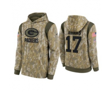 Men's Green Bay Packers #17 Davante Adams Camo 2021 Salute To Service Therma Performance Pullover Hoodie