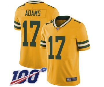 Packers #17 Davante Adams Yellow Men's Stitched Football Limited Rush 100th Season Jersey