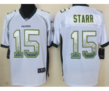 Nike Green Bay Packers #15 Bart Starr Drift Fashion White Elite Jersey