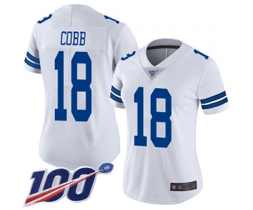 Nike Cowboys #18 Randall Cobb White Women's Stitched NFL 100th Season Vapor Limited Jersey
