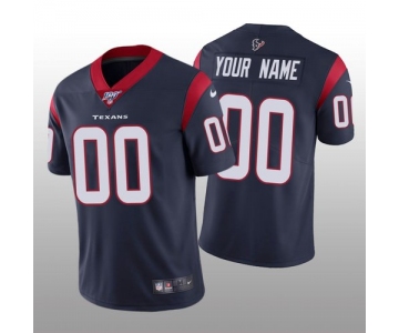 Men's Houston Texans Custom Navy Vapor Limited 100th Season Jersey