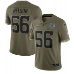 Men's Indianapolis Colts #56 Quenton Nelson 2022 Olive Salute To Service Limited Stitched Jersey