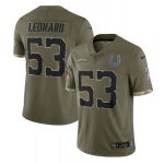 Men's Indianapolis Colts #53 Shaquille Leonard 2022 Olive Salute To Service Limited Stitched Jersey