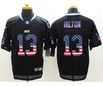 Nike Indianapolis Colts #13 T.Y. Hilton 2014 USA Flag Fashion Black Elite Jersey