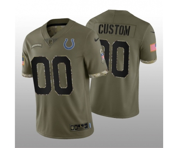 Men's Indianapolis Colts ACTIVE PLAYER Custom 2022 Olive Salute To Service Limited Stitched Jersey