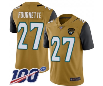 Jaguars #27 Leonard Fournette Gold Men's Stitched Football Limited Rush 100th Season Jersey