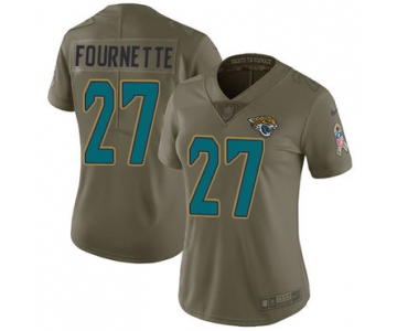 Women's Nike Jacksonville Jaguars #27 Leonard Fournette Olive Stitched NFL Limited 2017 Salute to Service Jersey