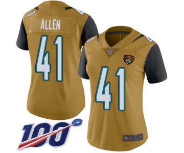 Nike Jaguars #41 Josh Allen Gold Women's Stitched NFL Limited Rush 100th Season Jersey