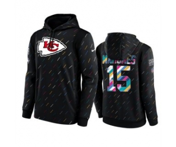 Men's Kansas City Chiefs #15 Patrick Mahomes 2021 Charcoal Crucial Catch Therma Pullover Hoodie