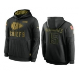 Men's Kansas City Chiefs #15 Patrick Mahomes Black 2020 Salute To Service Sideline Performance Pullover Hoodie