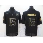 Men's Kansas City Chiefs #15 Patrick Mahomes Black 2020 Salute To Service Stitched NFL Nike Limited Jersey