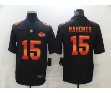 Men's Kansas City Chiefs #15 Patrick Mahomes Black Red Orange Stripe Vapor Limited Nike NFL Jersey