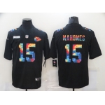 Men's Kansas City Chiefs #15 Patrick Mahomes Multi-Color Black 2020 NFL Crucial Catch Vapor Untouchable Nike Limited Jersey
