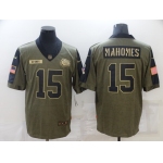 Men's Kansas City Chiefs #15 Patrick Mahomes Nike Olive 2021 Salute To Service Limited Player Jersey