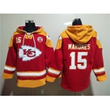 Men's Kansas City Chiefs #15 Patrick Mahomes Red Lace-Up Pullover Hoodie