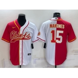 Men's Kansas City Chiefs #15 Patrick Mahomes Red White Two Tone With Patch Cool Base Stitched Baseball Jersey