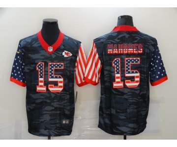 Men's Kansas City Chiefs #15 Patrick Mahomes USA Camo 2020 Salute To Service Stitched NFL Nike Limited Jersey