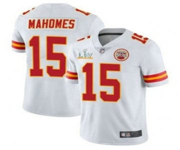 Men's Kansas City Chiefs #15 Patrick Mahomes White 2021 Super Bowl LV Vapor Untouchable Stitched Nike Limited NFL Jersey