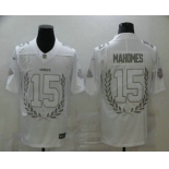 Men's Kansas City Chiefs #15 Patrick Mahomes White Commemorative Edition 2020 Vapor Untouchable Stitched NFL Nike Limited Jersey