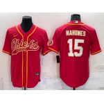 Men's Kansas City Chiefs Patrick Mahomes Red Stitched Cool Base Nike Baseball Jersey