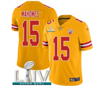 Nike Chiefs #15 Patrick Mahomes Gold Super Bowl LIV 2020 Youth Stitched NFL Limited Inverted Legend Jersey