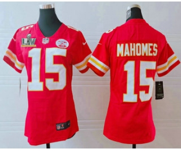 Women's Kansas City Chiefs #15 Patrick Mahomes Red 2021 Super Bowl LV Vapor Untouchable Stitched Nike Limited NFL Jersey
