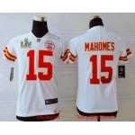 Youth Kansas City Chiefs #15 Patrick Mahomes White 2021 Super Bowl LV Vapor Untouchable Stitched Nike Limited NFL Jersey