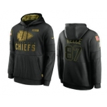 Men's Kansas City Chiefs #87 Travis Kelce Black 2020 Salute To Service Sideline Performance Pullover Hoodie